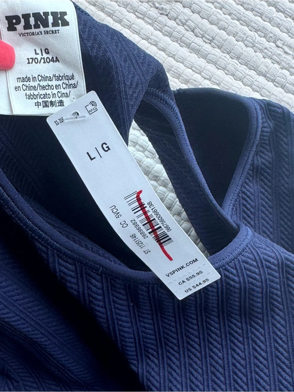 PINK Textured Open-Back Long Sleeve Top Bundle | Pink & Navy | Size Large NWT - Picture 10 of 11